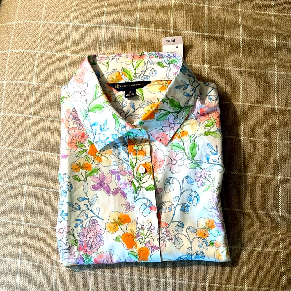 NWT Brooks Bros button down sleeveless cotton shirt sz 14